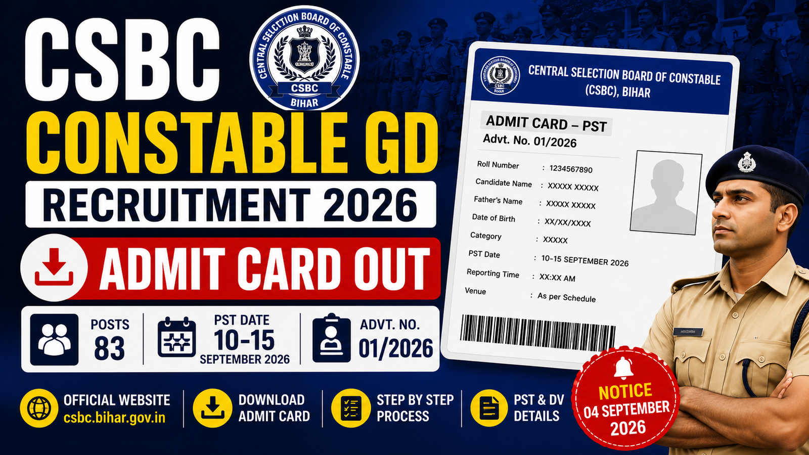 Bihar Polic gd admit card
